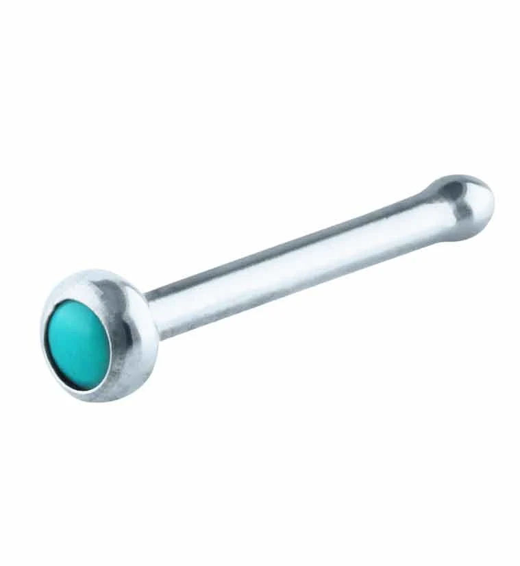 Turquoise Howlite Stone Titanium Nosebone