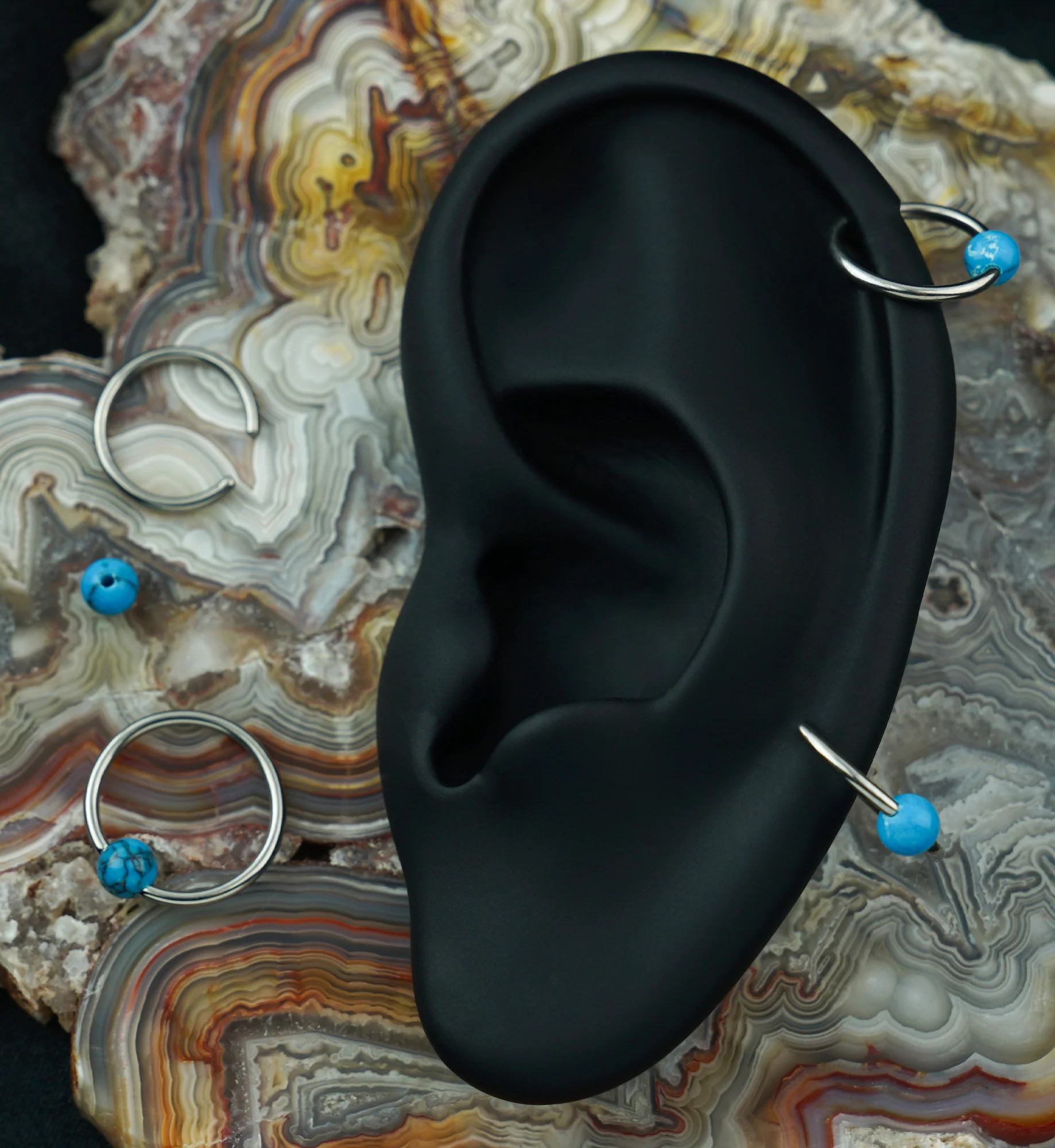 Turquoise Captive Ring Stainless Steel - Image 2
