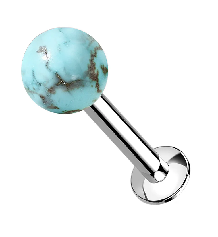 Turquoise Howlite Stone Ball Top Internally Threaded Labret