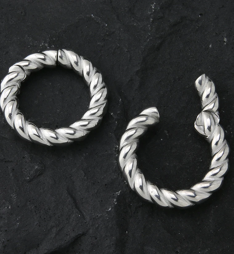 Twist Stainless Steel Hinged Ear Weights - Image 2