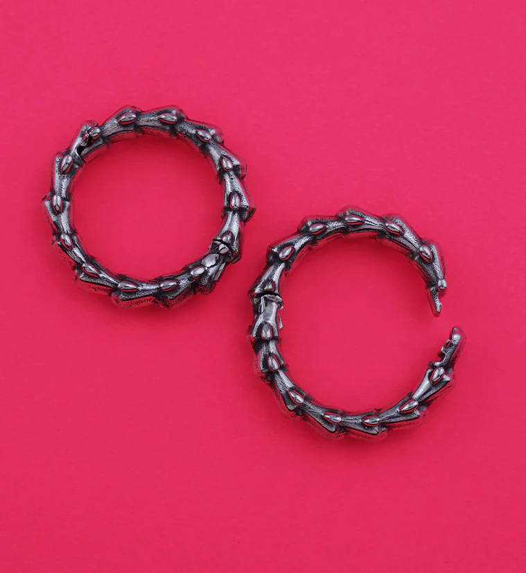 White Brass Circle Of Scales Hinged Ear Weights - Image 2