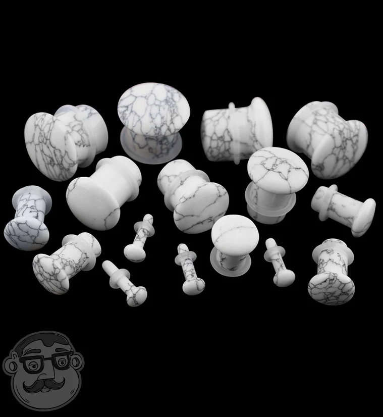 White Howlite Stone Single Flare Plugs - Image 2