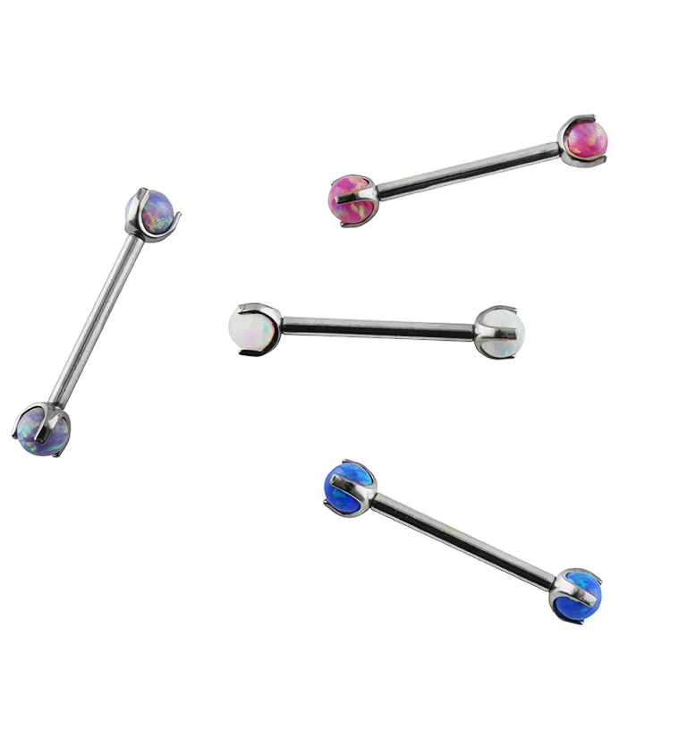 White Opalite Claw Titanium Barbell - Image 4