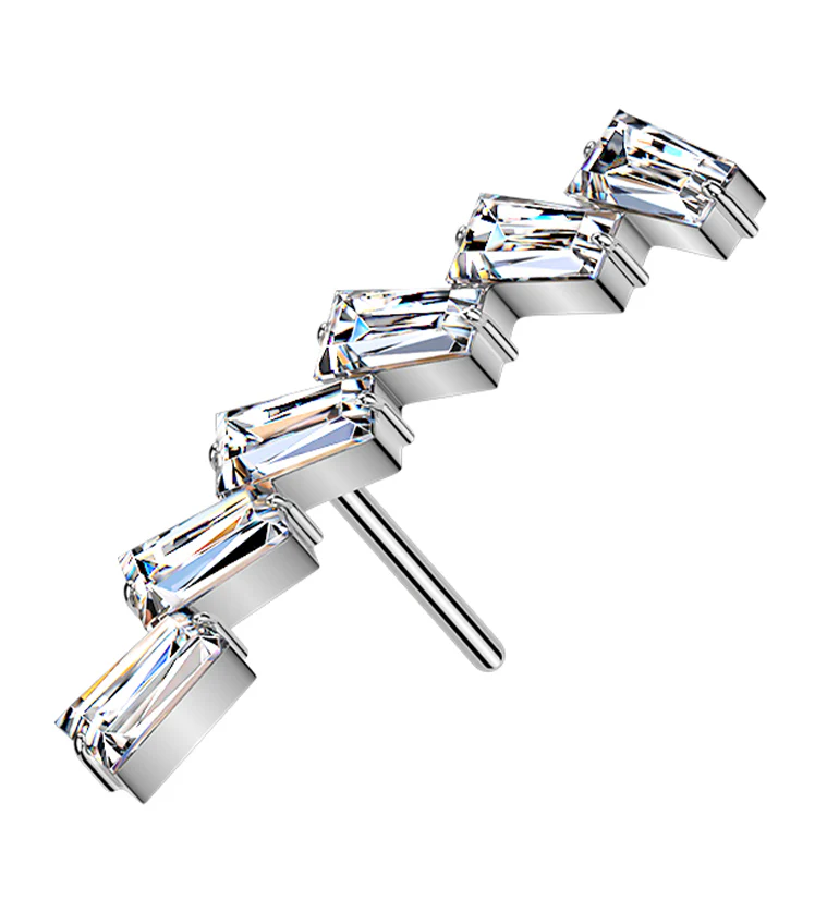 Windswept Baguette CZ Titanium Threadless Top