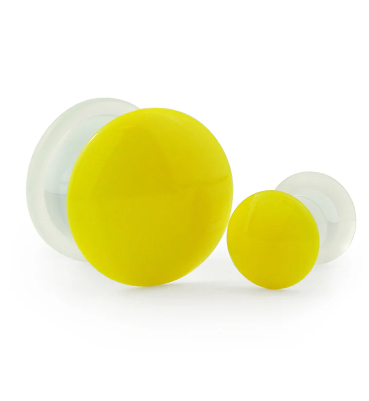 Yellow Color Front Single Flare Glass Plugs - Image 2
